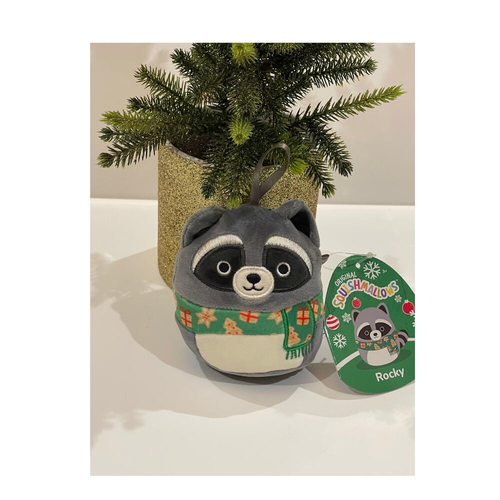 Squishmallows  Christmas Ornament Rocky the Raccoon  4"
